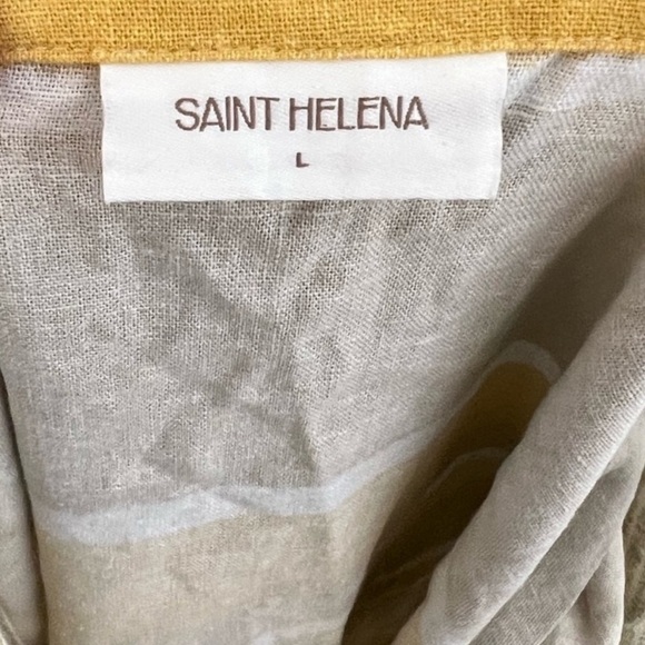 Saint Helena Poolside Dress L Yellow Striped Tank Mini Cover Up Button Beach - Picture 2 of 5